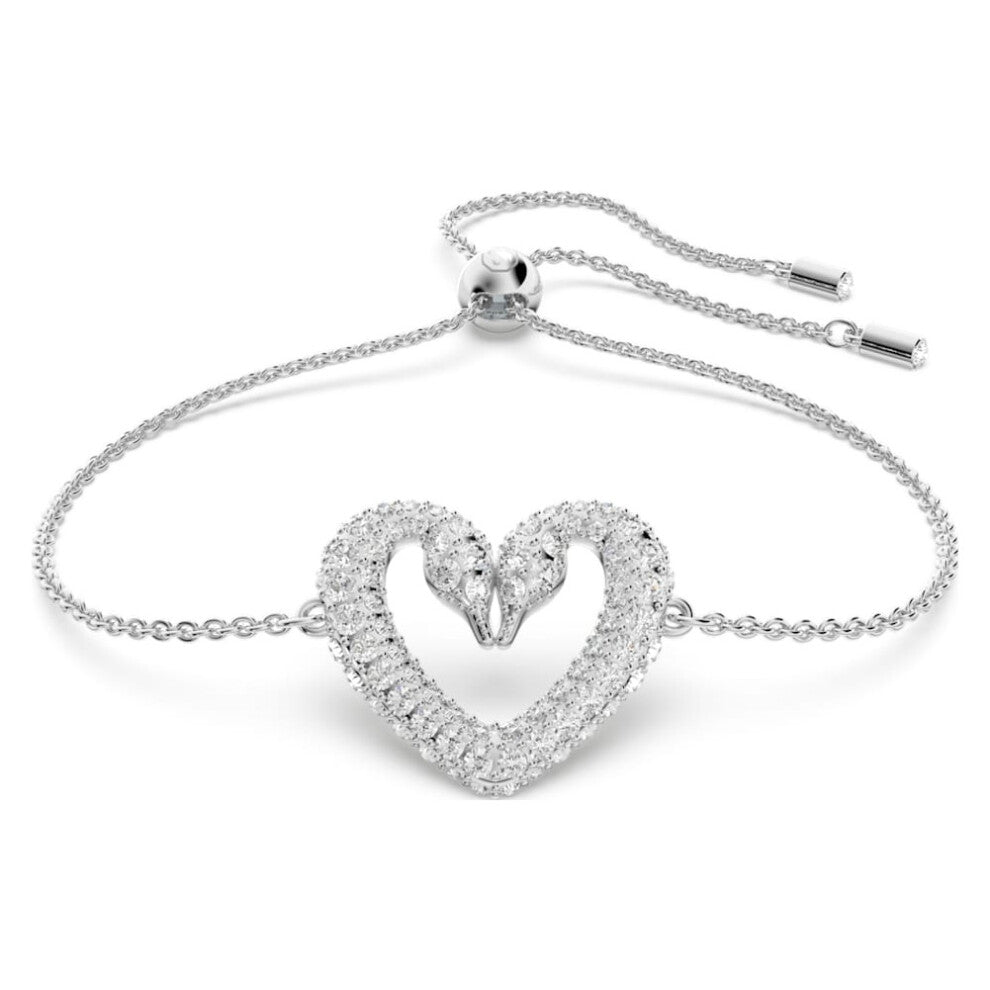 Swarovski Rhodium Plated Una Pave Heart Crystal Bracelet 5625534