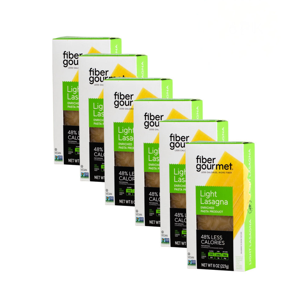 Fiber Gourmet Pasta - Light Lasagna Pasta - Low Net Carb, Fiber-Rich, Low Calorie, Healthy Pasta - Made in Italy, Kosher, Vegan, Non-GMO - 8 Oz, Pack