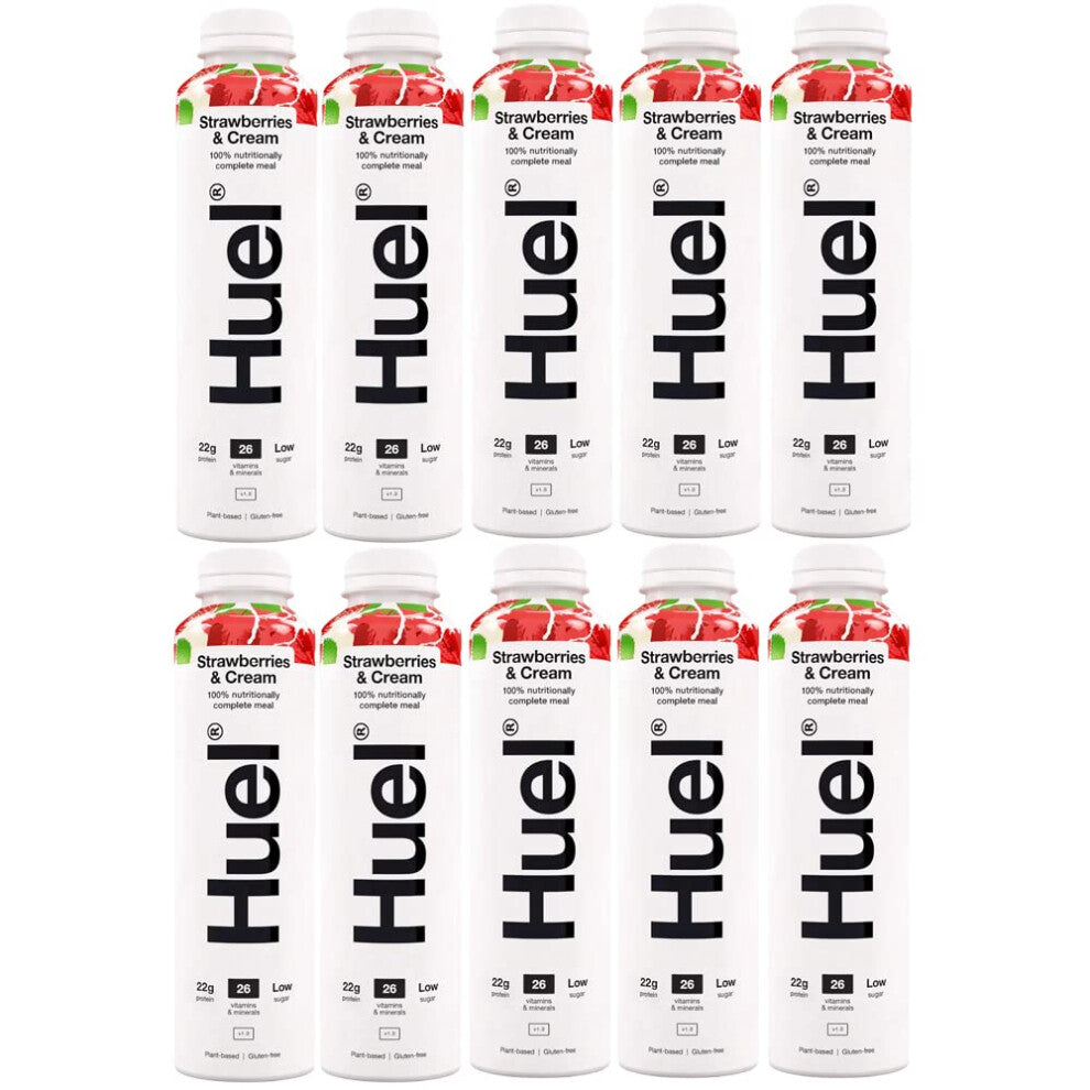 10 x 500ml Vegan Strawberries & Cream Fruit Drink Natural Smoothie Meal Vitamins Minerals Low Sugar Protein Juice