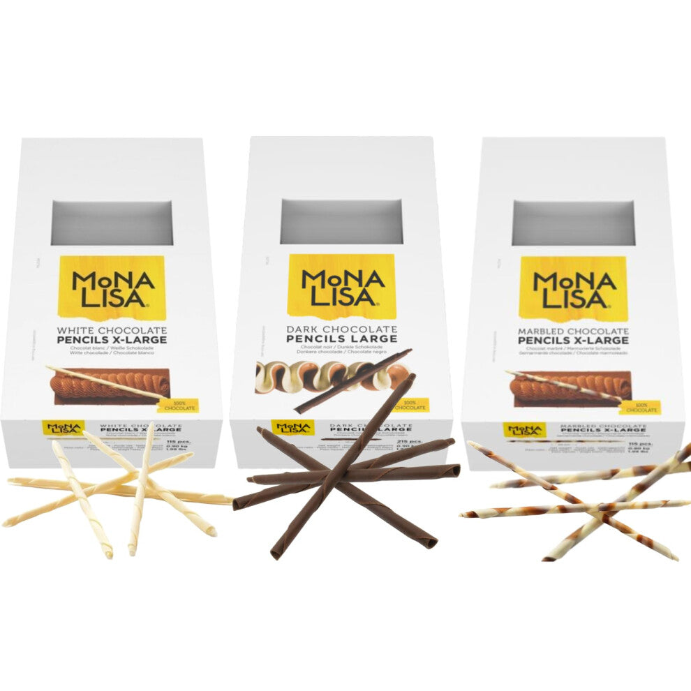 Callebaut BUNDLE - WHITE, DARK, MARBLED Chocolate Pencils - 3 x 900g