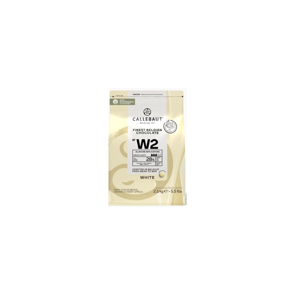 Callebaut - W2 White - 28% Callets - 2.5kg (Sold by Parkers Foodservice) (4 Packs)