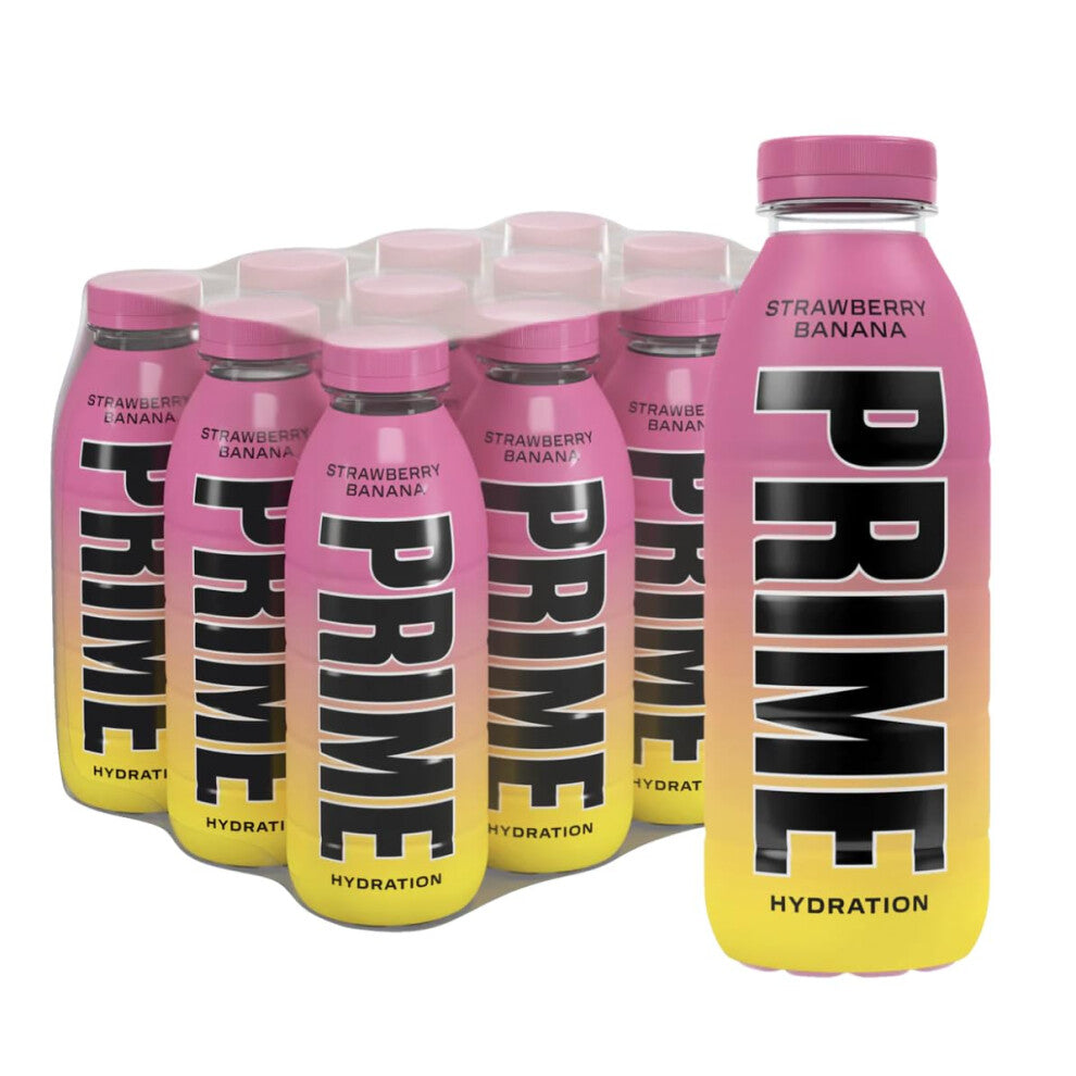PRIME Hydration Strawberry Banana | Electrolyte Enhanced for Ultimate Hydration | 250mg BCAAs | B Vitamins | Antioxidants | 720mg Electrolytes | 10.5%