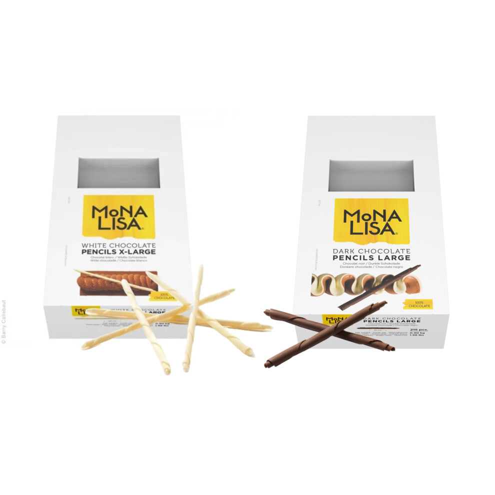 Mona Lisa by Callebaut ? Chocolate Pencils Bundle 2 x 900g (White & Dark) | Gourmet Decoration