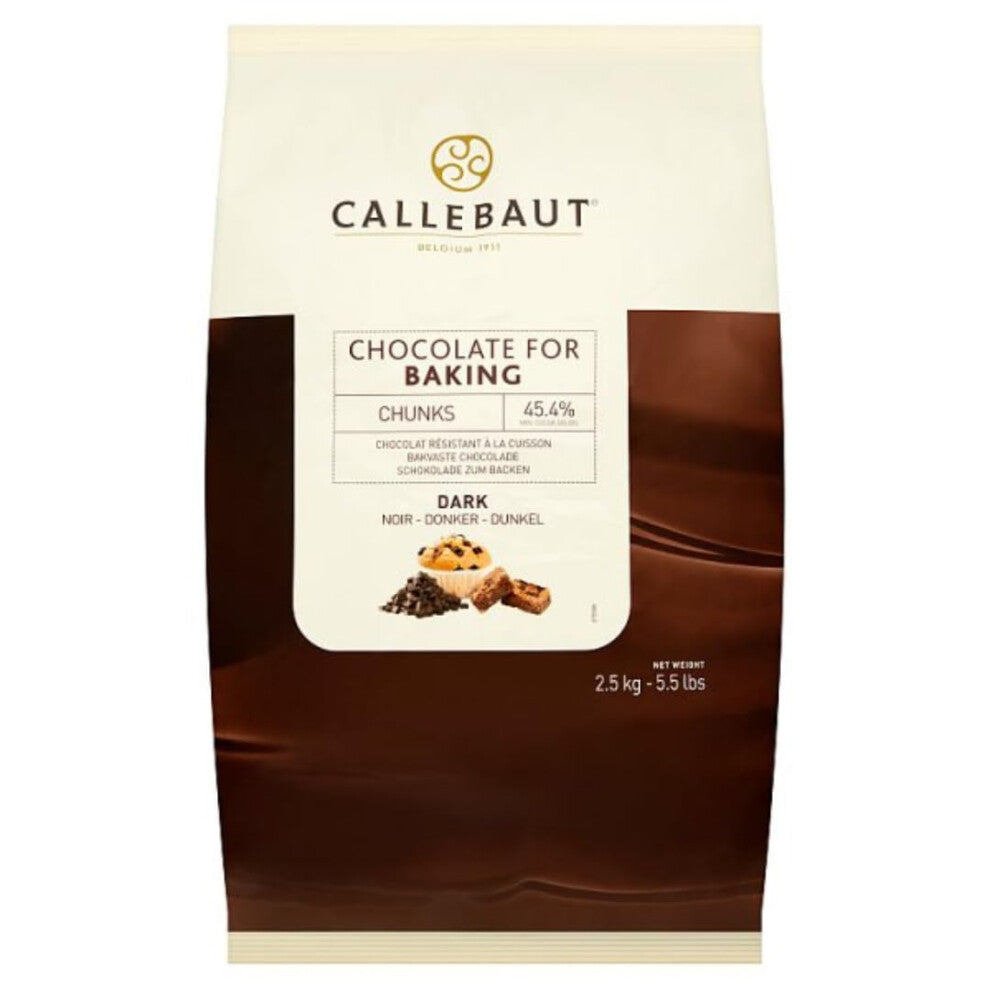 Callebauts Chocolate Baking Chunks Milk And Dark Chocolate 2.5KG Bags Cooking Chocolate (1x2.5kg Dark Chocolate)