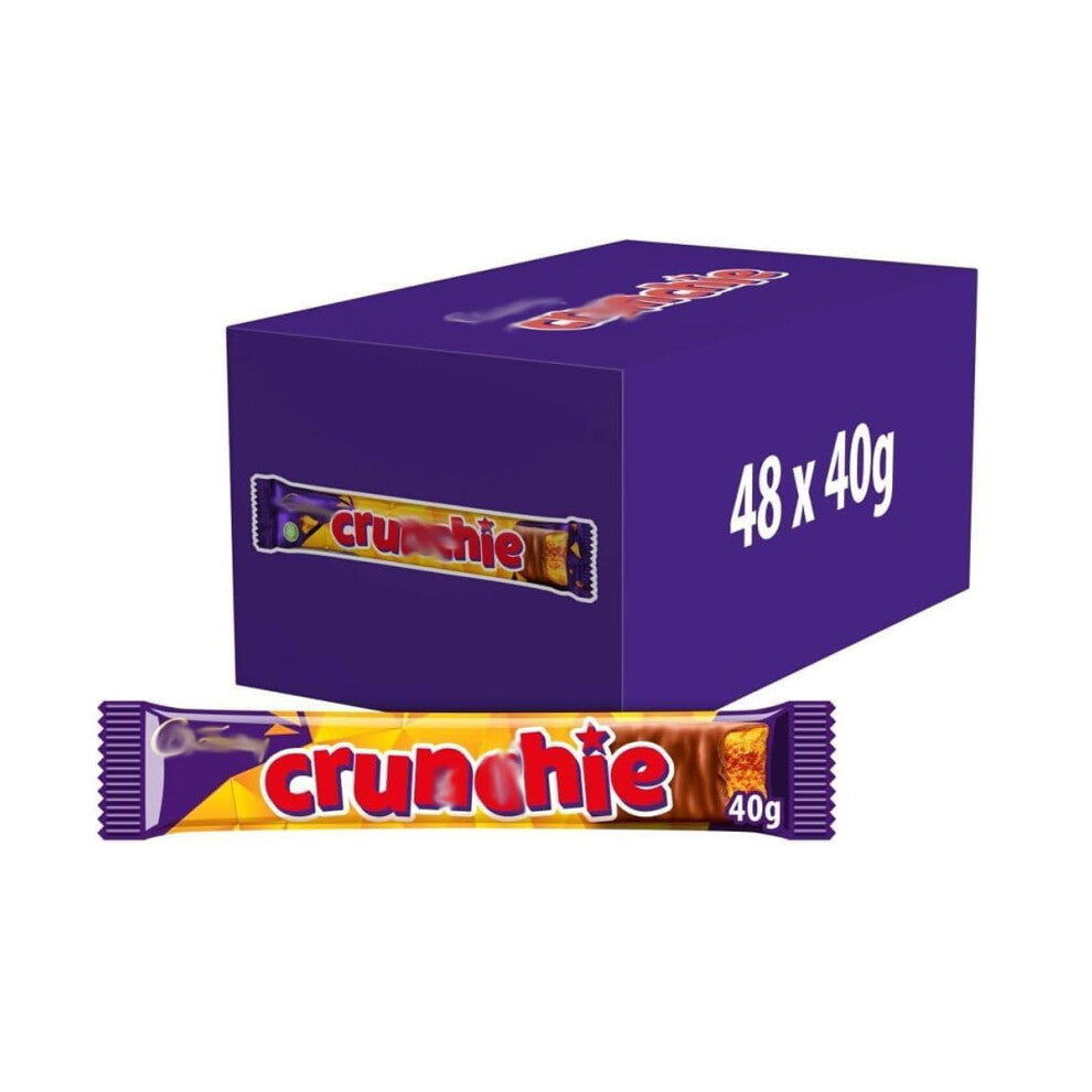 Crunchie Chocolate Bar - Case of 48 x 40g Honeycomb Toffee Bars, Deliciously Sweet and Crunchy Treats