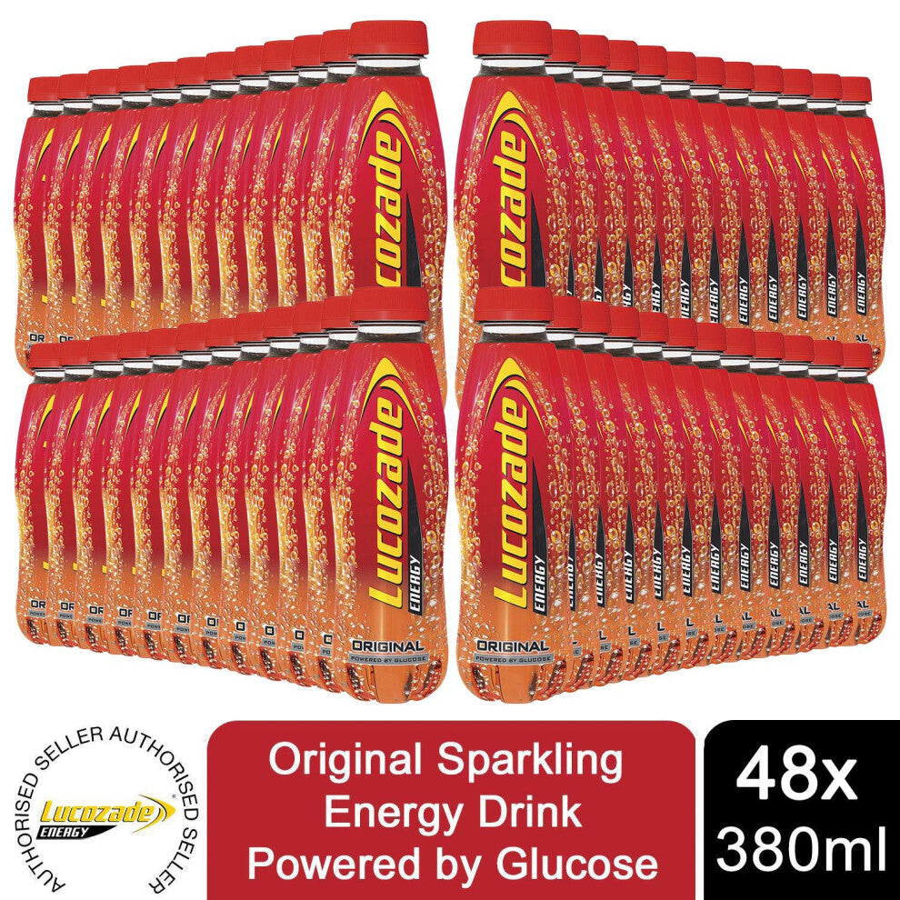Lucozade Original Sparkling Energy Drink Powered By Glucose, 48x 380ml