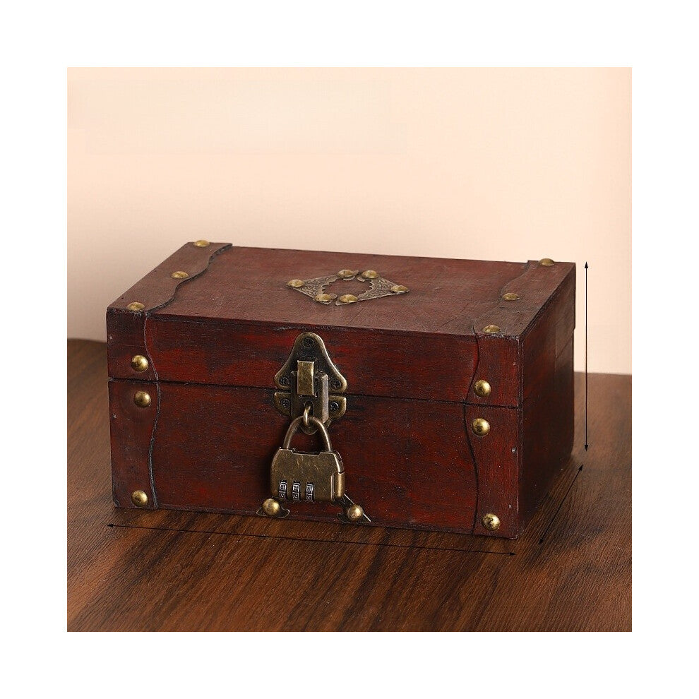 (StyleC) Wooden Desktop Antique Organizer Boxes With Lock For Home Gifts Decorations