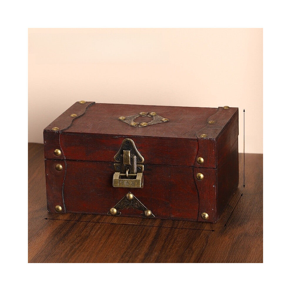 (StyleD) Wooden Desktop Antique Organizer Boxes With Lock For Home Gifts Decorations
