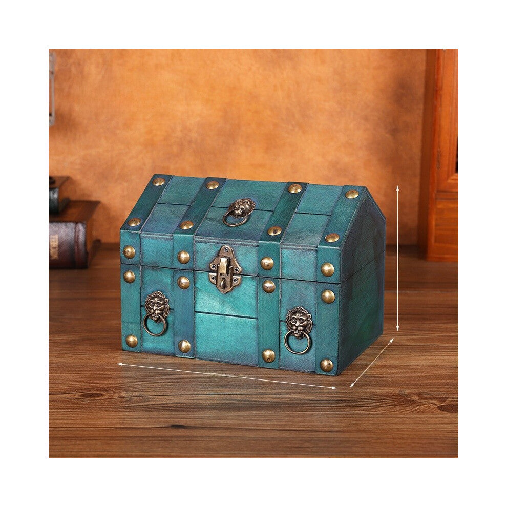 (Emerald Green) Wooden Desktop Retro Jewelry Box With Lid For Organizing Decoration Display And