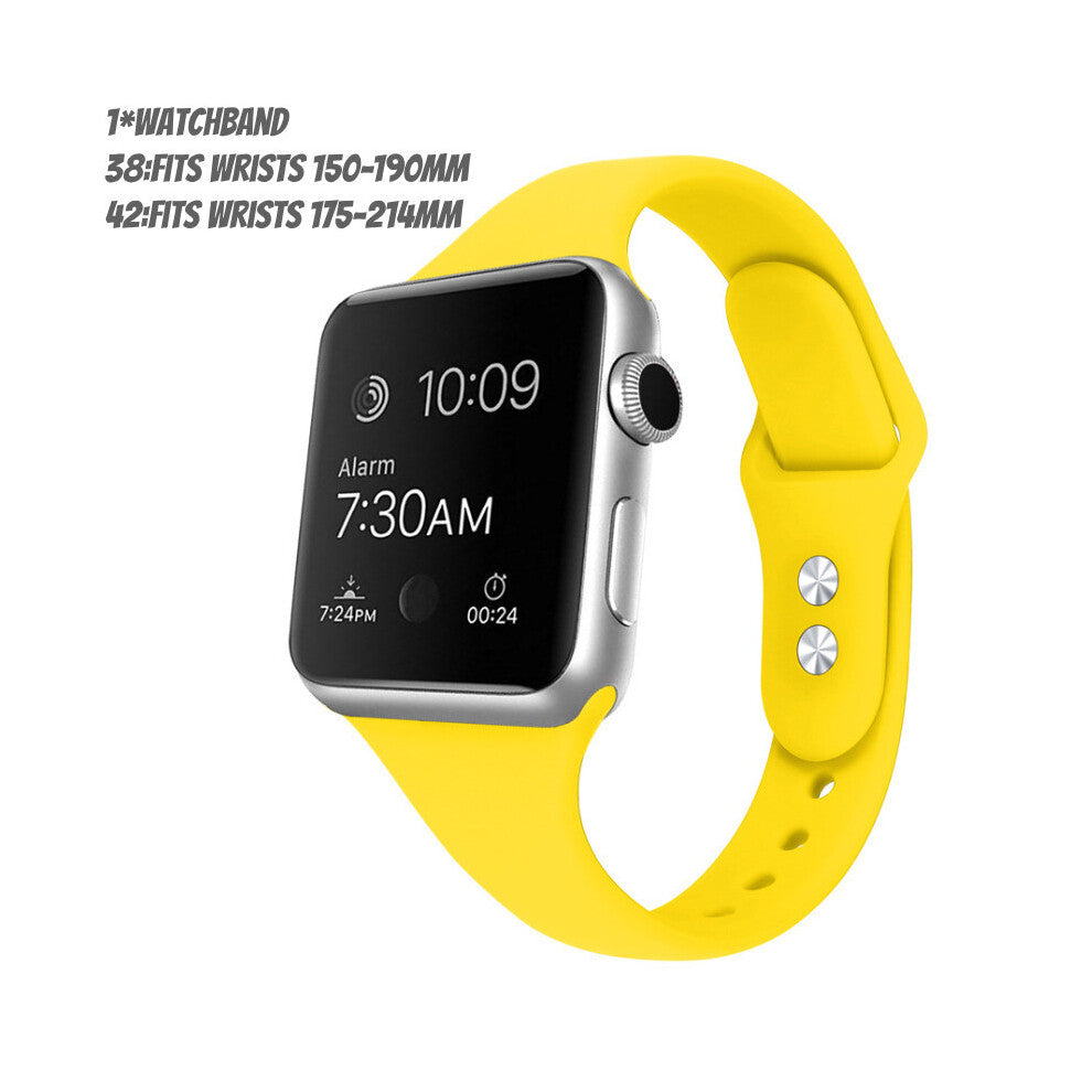 (Yellow,38mm)For Iwatch 38mm 42mm Strap Bracelet Band Sports Silicone Replace Color Solid