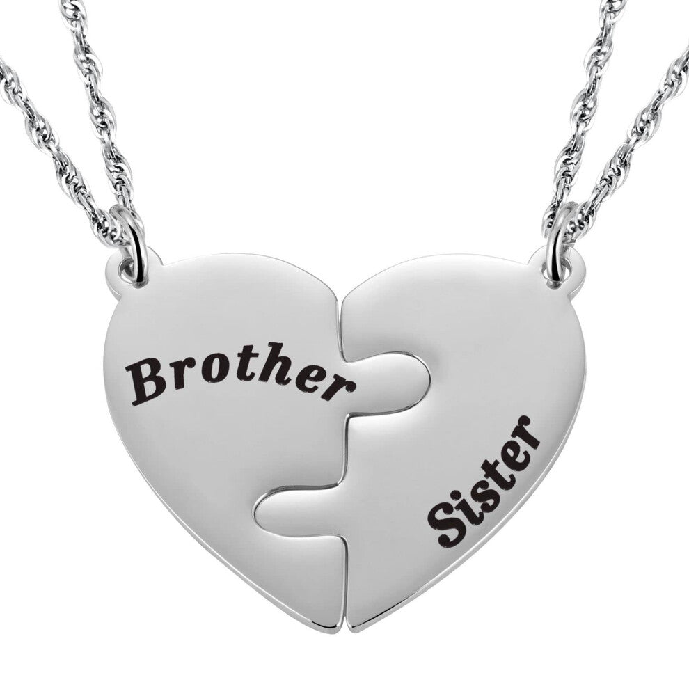 (??????Brother+Sister) Jigsaw puzzle heart necklace, graduation season necklace, water wave chain, son's birthday gift