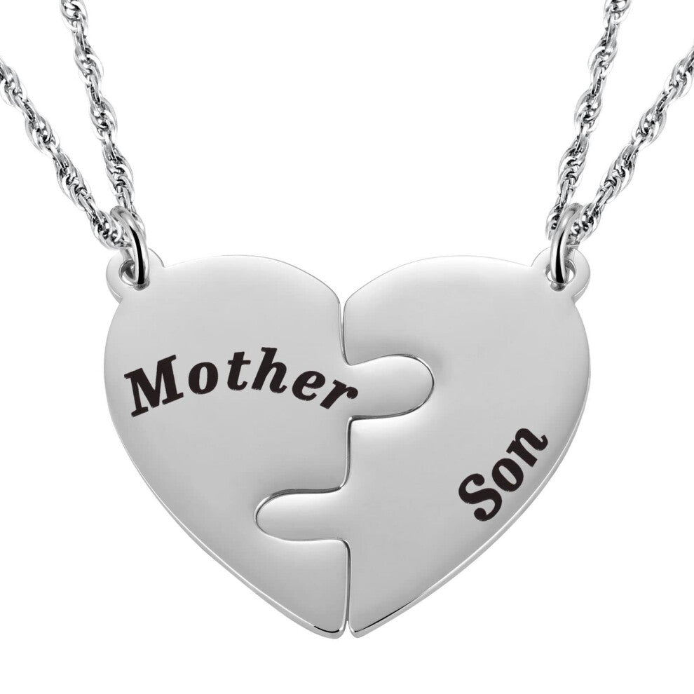 (??????Mother+Son) Jigsaw puzzle heart necklace, graduation season necklace, water wave chain, son's birthday gift