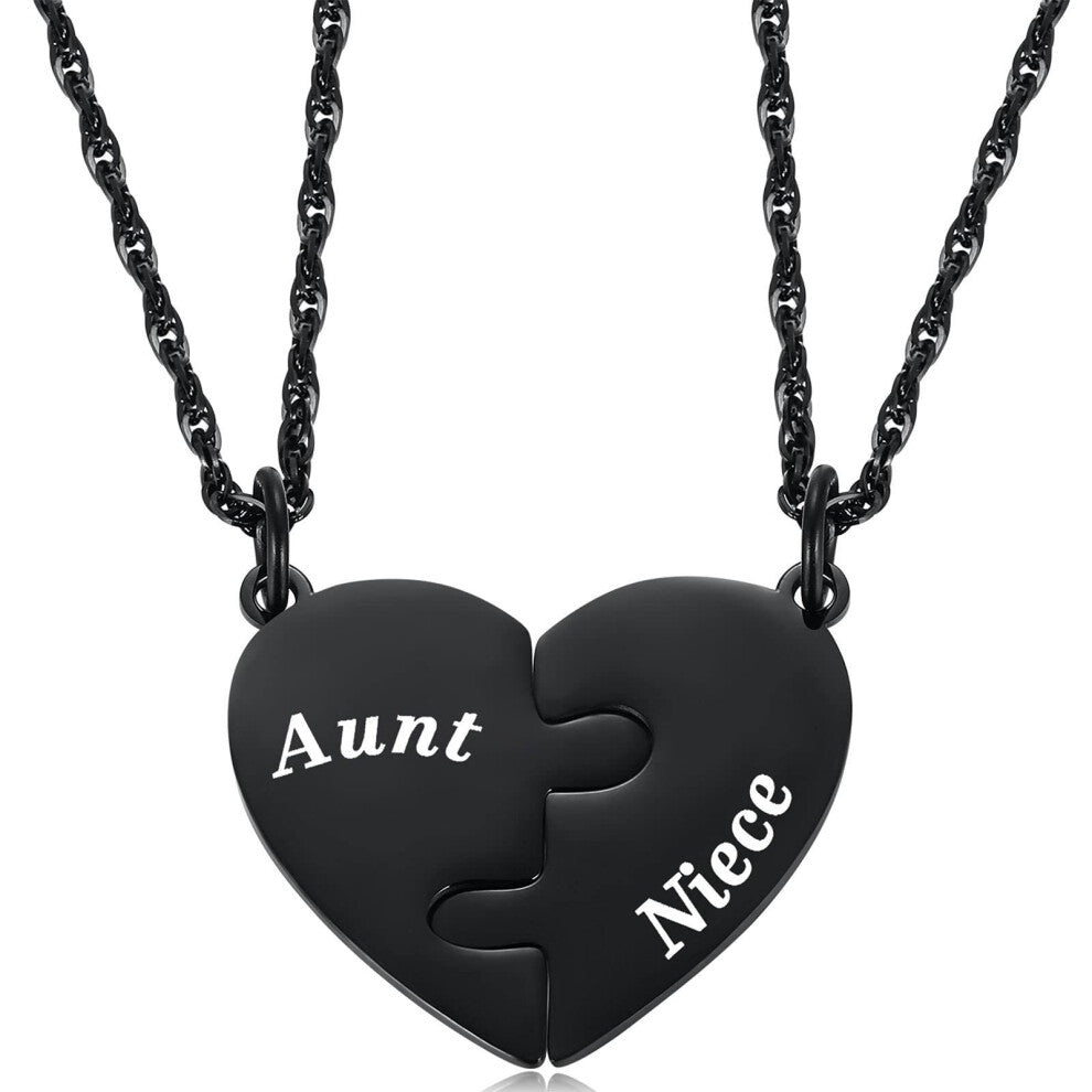 (??????Aunt+Niece) Jigsaw puzzle heart necklace, graduation season necklace, water wave chain, son's birthday gift