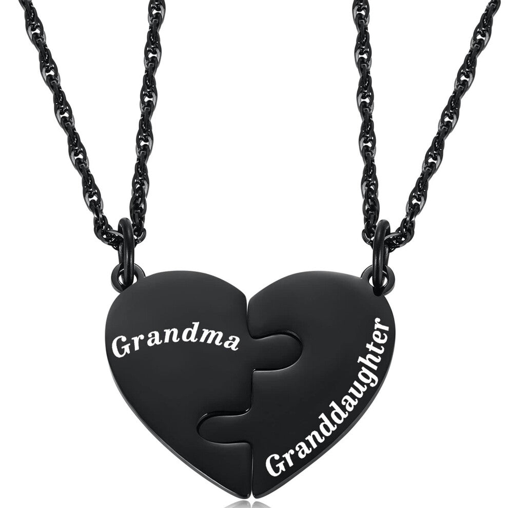 (??????Grandma+Granddaughter) Jigsaw puzzle heart necklace, graduation season necklace, water wave chain, son's birthday gift
