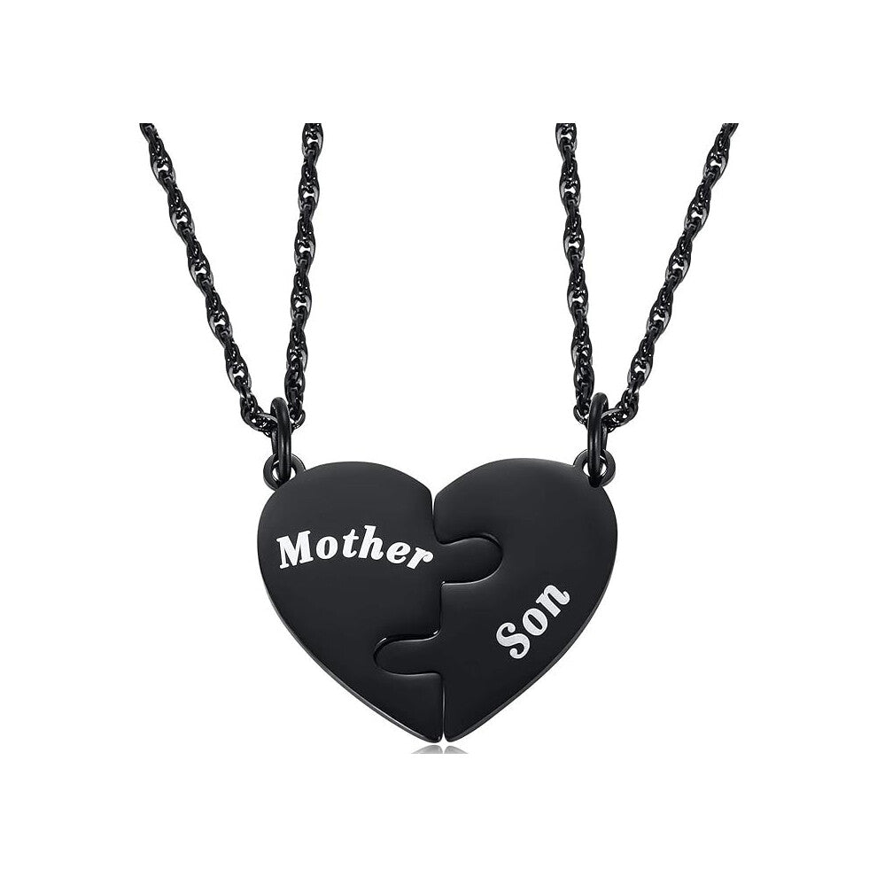 (??????Mother+Son) Jigsaw puzzle heart necklace, graduation season necklace, water wave chain, son's birthday gift