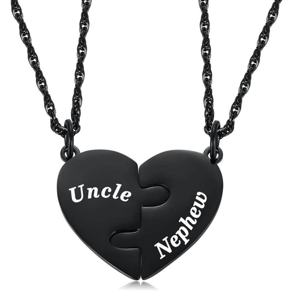 (??????Uncle+Nephew) Jigsaw puzzle heart necklace, graduation season necklace, water wave chain, son's birthday gift