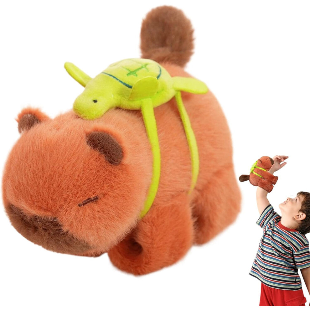 (Red Brown) Soft Toy Bracelet, 15 cm, Slap Bracelet Filled with Capybara Plush Bracelet, Toys for Girls and Adults, Animal Conversion, Decorative