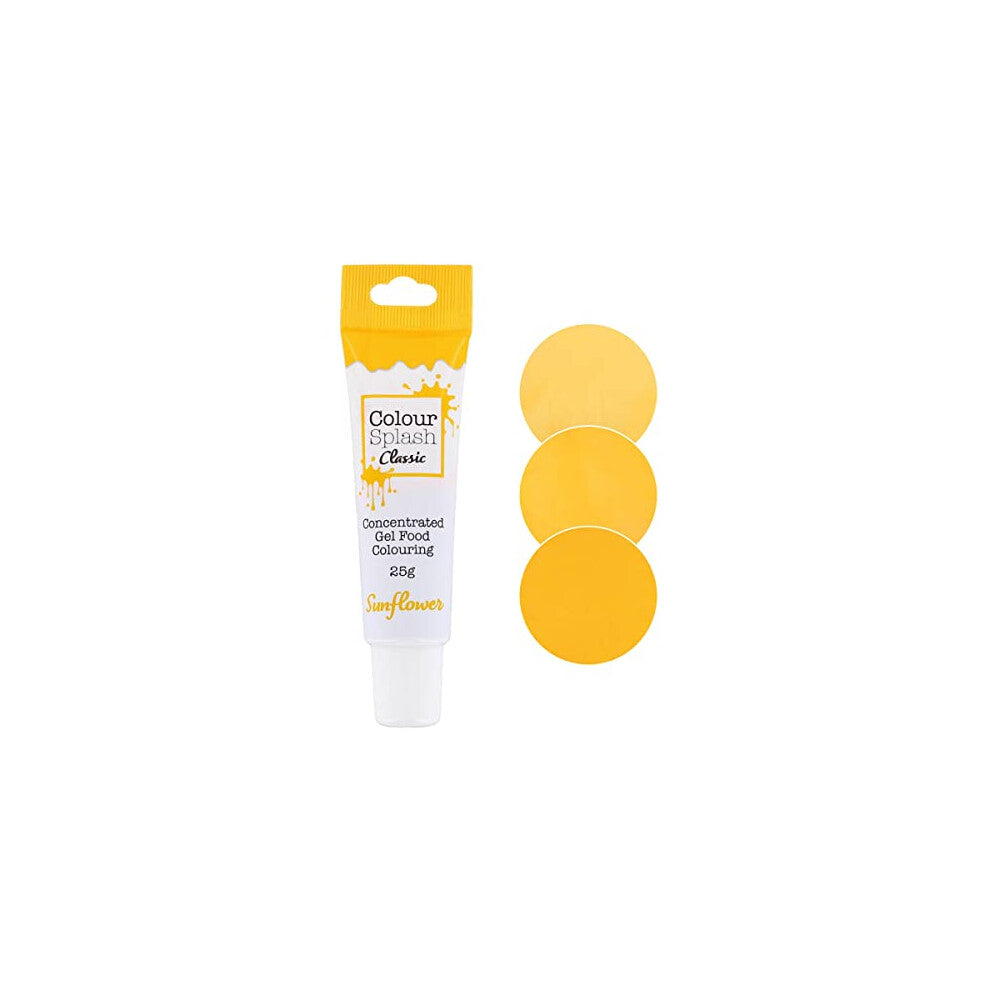 Colour Splash Food Colouring Gel | Sunflower Yellow | Highly Concentrated Gels, Easy To Use Squeezy Tubes - Sunflower Yellow 25g
