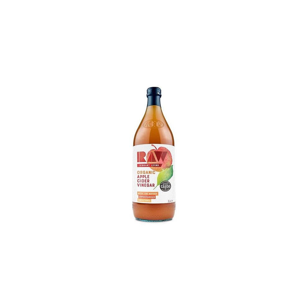 Raw Organic Apple Cider Vinegar with the Mother, 1L - Raw, Unpasteurised and Unfiltered - Gut Health, Aids Digestion - Naturally Vegan