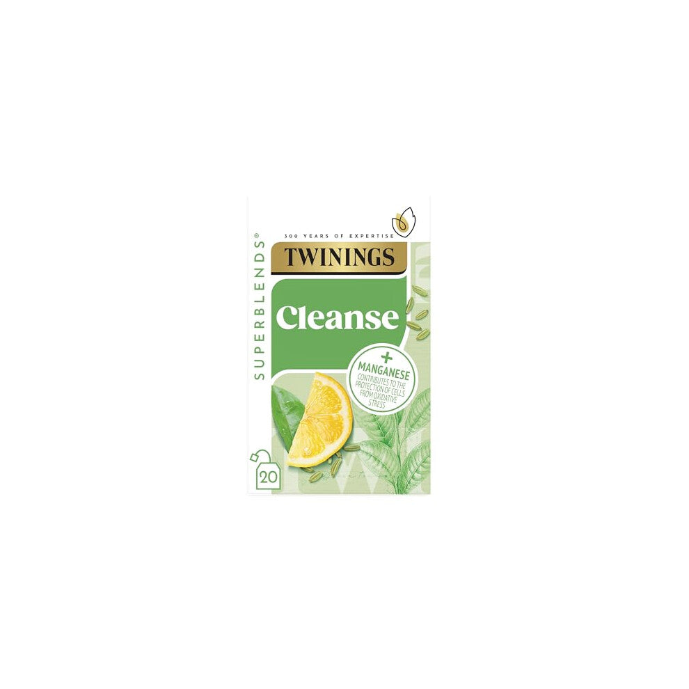 Twinings Superblends Cleanse Tea - Green Tea Herbal infusion with Matcha, Lemon & Fennel Seeds with Manganese- 20 Biodegradable Tea Bags