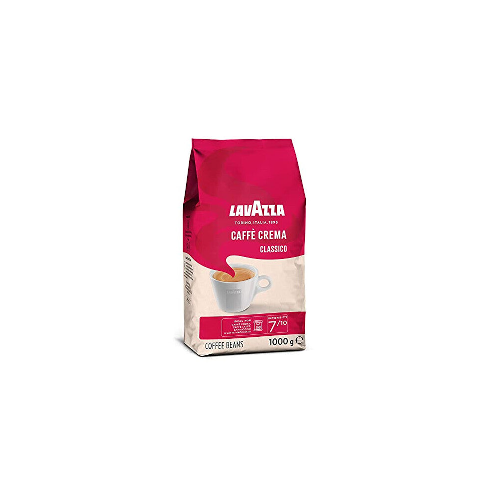 Lavazza Caffè Crema Classico, Coffee Beans, Arabica and Robusta, Cocoa and Wood Notes, Intensity 7-10, Medium Roasting, 1 Kg