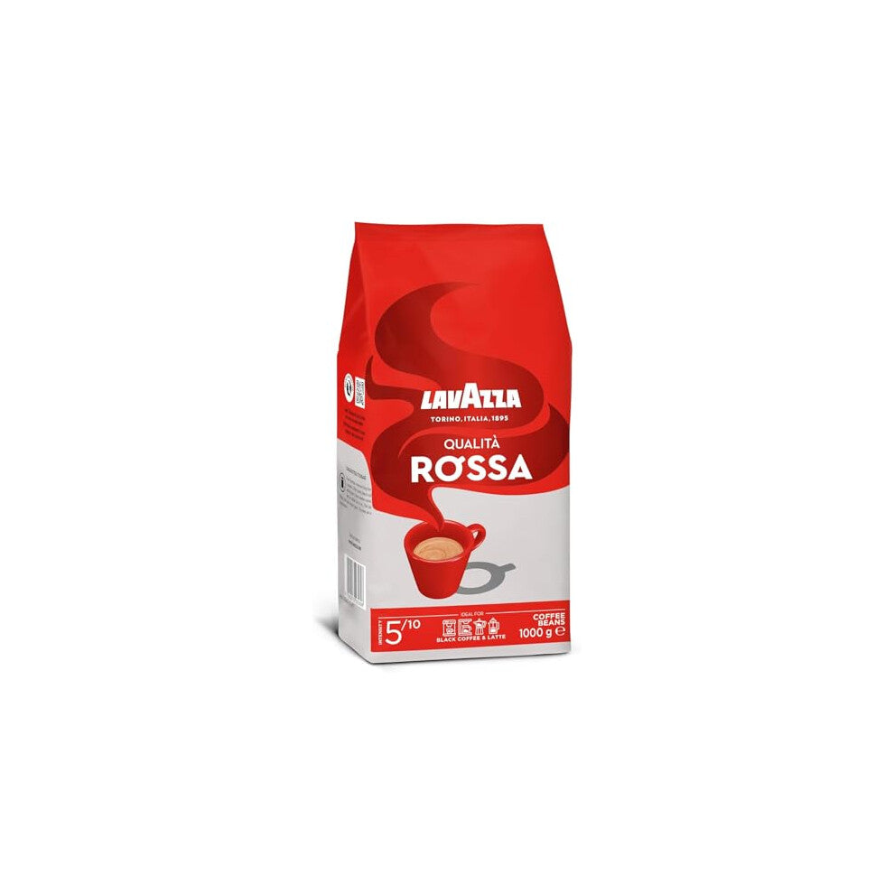 Lavazza, Qualità Rossa, Coffee Beans, with Aromatic Notes of Chocolate and Dried Fruit, Arabica and Robusta, Intensity 5-10, Medium Roasting, 1 Kg