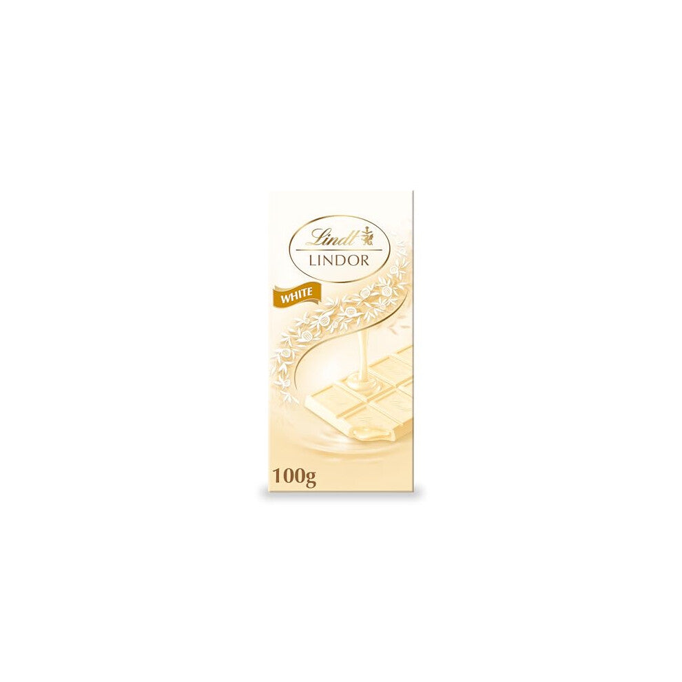 Lindt LINDOR White Chocolate Bar - 100 G - The Perfect Treat - Chocolate With A Smooth Melting Filling