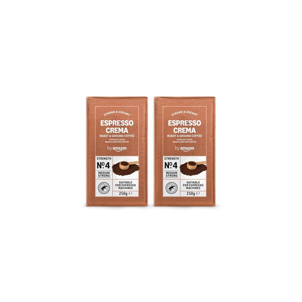 by Amazon Espresso Crema Ground Coffee, 500g (2 x 250g) - Rainforest Alliance Certified