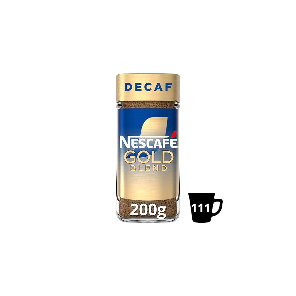 NESCAFÉ Gold Blend Decaf Premium Instant Coffee, Rich Aroma and Smooth Taste Gold Blend Decaf Coffee, 200g (Pack of 1)