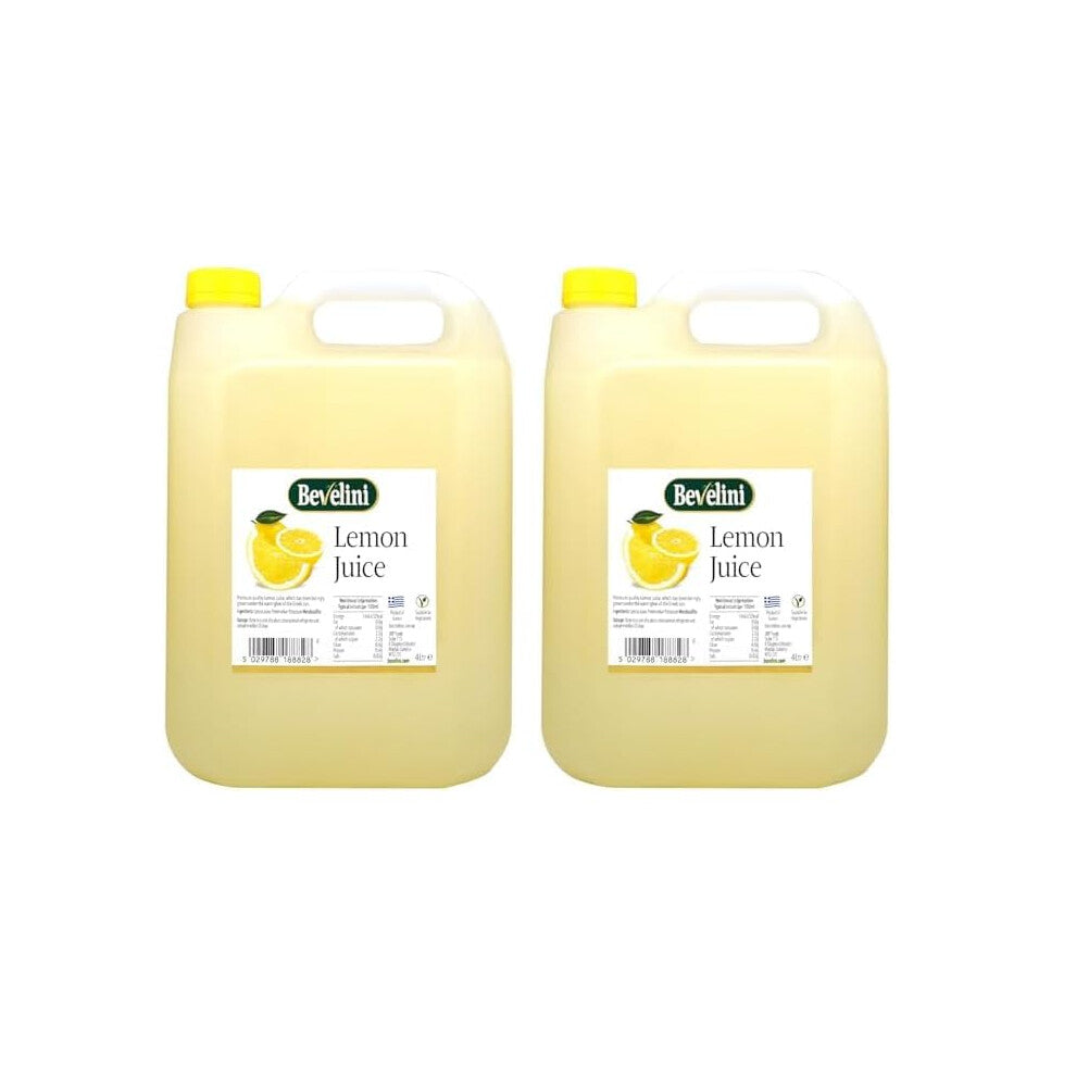 Bevelini Lemon Juice, 4 Litre (Pack of 2)