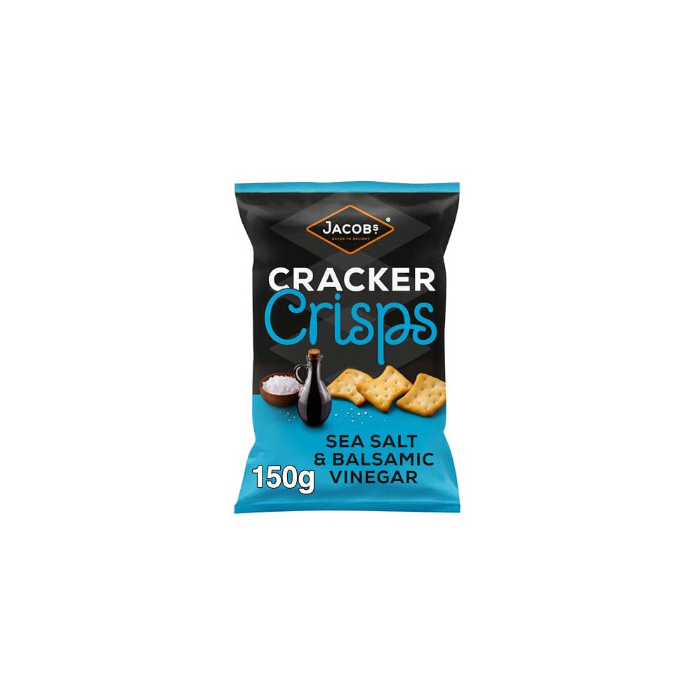 Jacob's Cracker Crisps Sea Salt & Balsamic Vinegar - Sharing Bag 150 g, Irresistibly Crunchy, Oven-Baked & Vegetarian