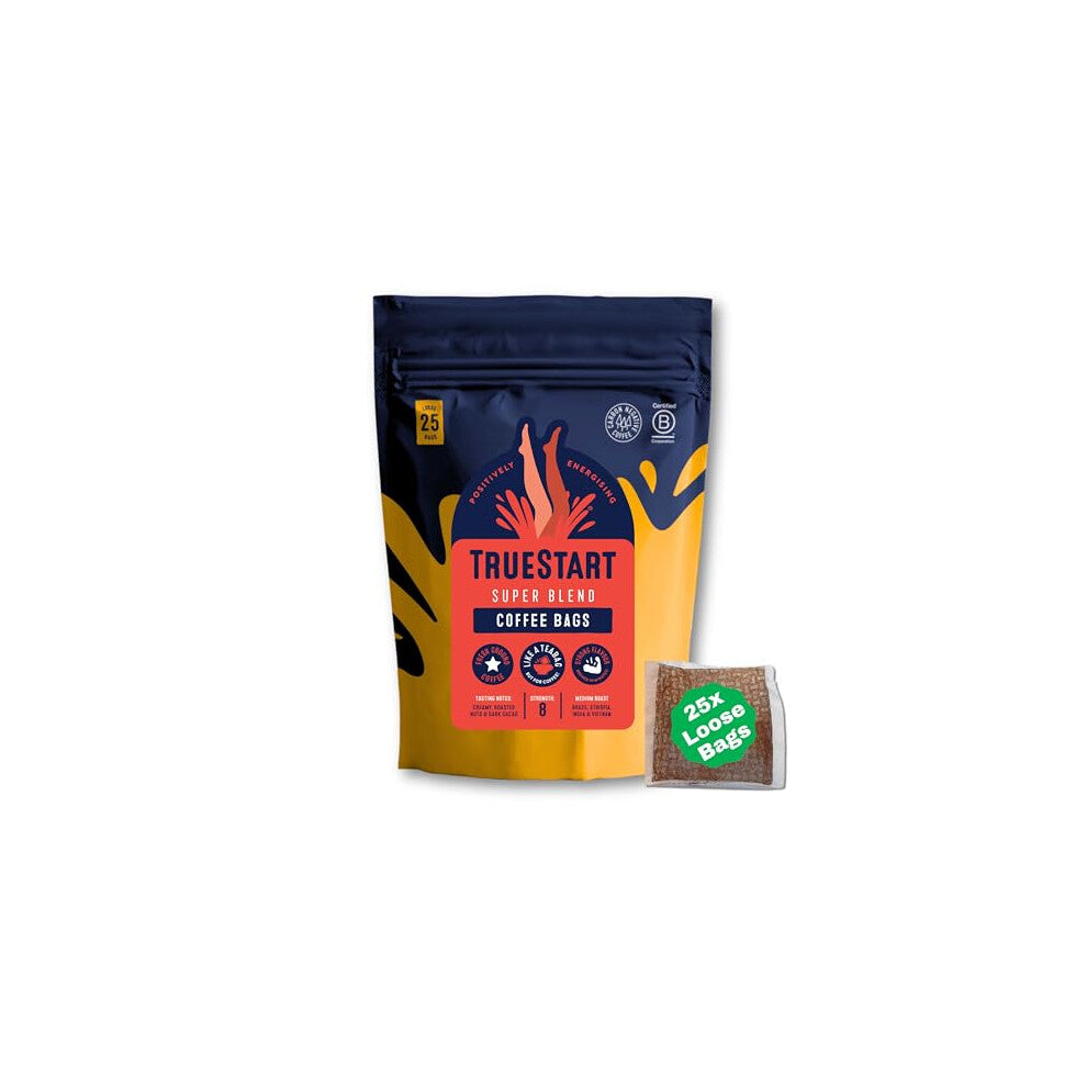 TrueStart Vegan Coffee Bags, Strong Super Blend, 25 Bags