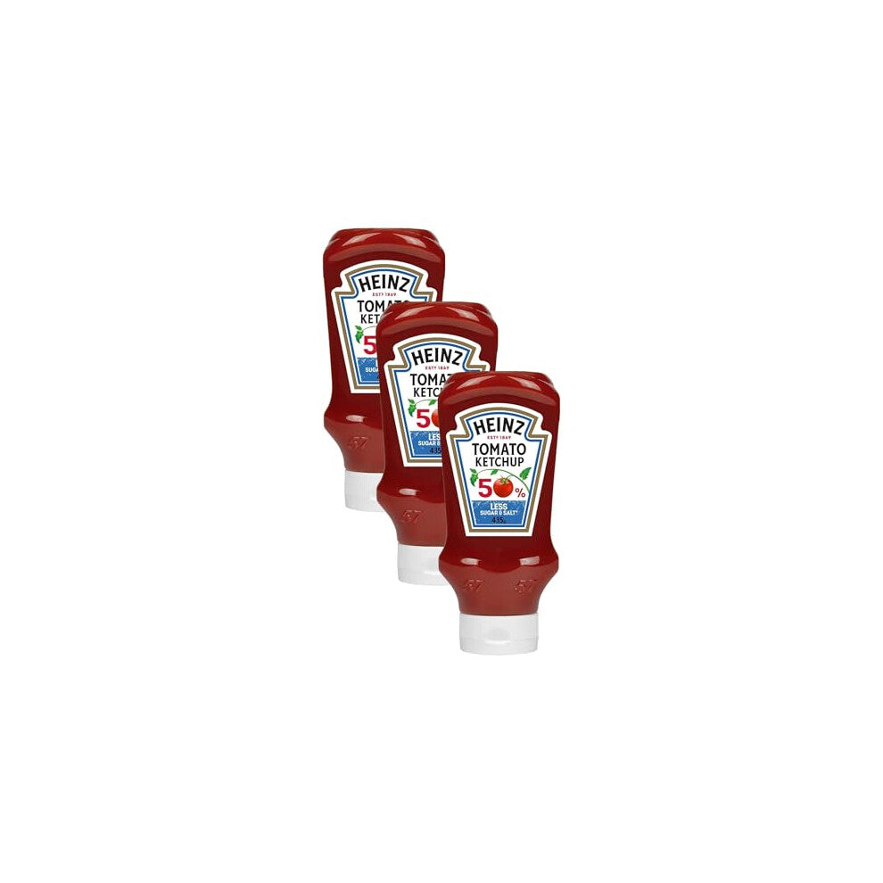 Heinz Tomato Ketchup 50% less sugar and salt, 400ml (Pack of 3)