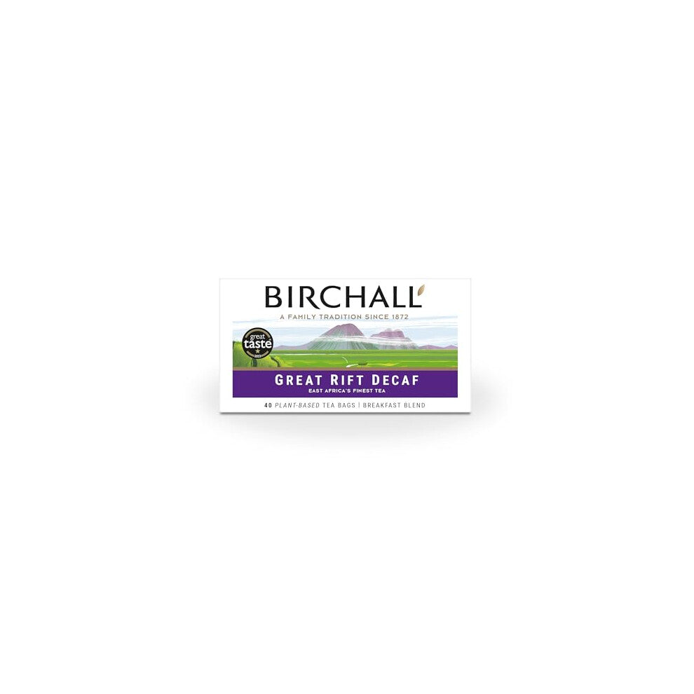 Birchall Great Rift Decaf Blend Tea Bags, English Breakfast Tea Bursting with Full Flavour, Perfect Vegan Gifts, 40 Plant-Based Everyday Tea Bags