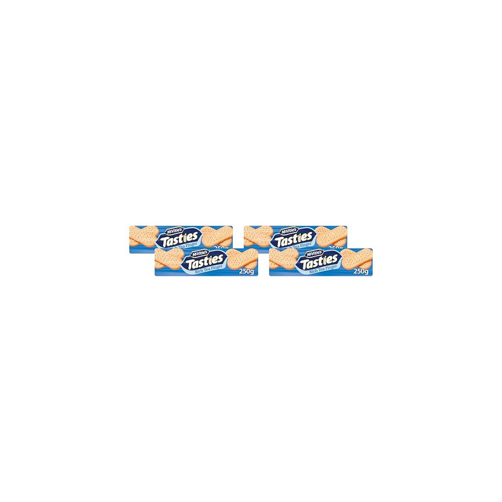 McVitie's Tasties Rich Tea Finger Biscuits - 4 x 250 g Pack, Classic Tea-Time Treat