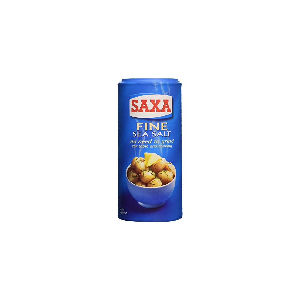 Saxa Sea Salt Fine, No Need to Grind, 350 g Drum (Pack of 1)