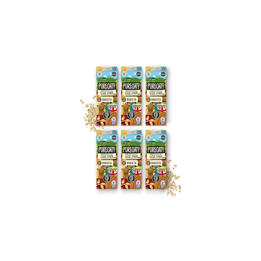 Glebe Farm PureOaty Oat Milk - Barista Grade, No Sugar, High Protein, Plant Milk - Made With 100% British Oats, 6 x 1 Litre