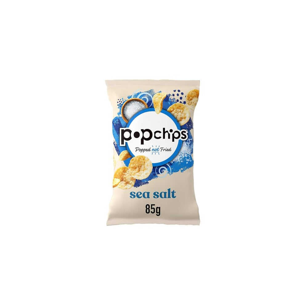 popchips - Sea Salt Potato Chips, 85g (Pack of 8) - Popped not fried, No artificial flavours or colours, Suitable for vegans