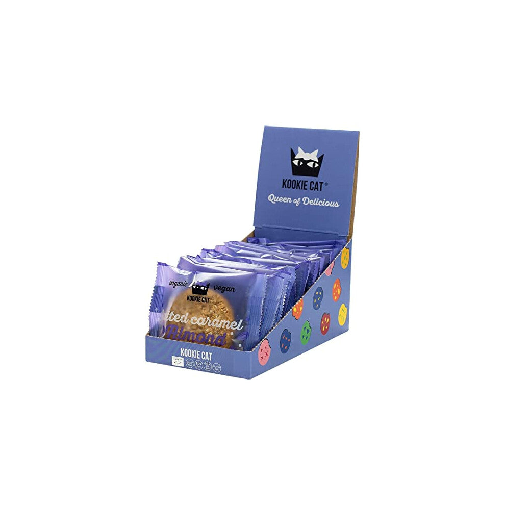 Kookie Cat Salted Caramel Almond Individually Wrapped Vegan Cookies, Gluten Free, Soy Free, Bio and Organic, Almond & Oat, 12 X 50g Multipack