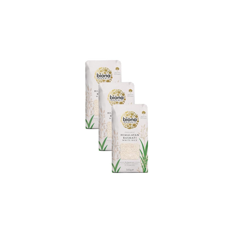 Biona Organic Himalayan Basmati Rice 500g - Long Grain, 3 Pack