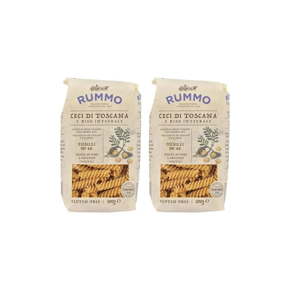 Rummo Chickpea Fusilli Gluten-Free Pasta No.48, High In Ceci Protein, 300 g (Pack of 2)