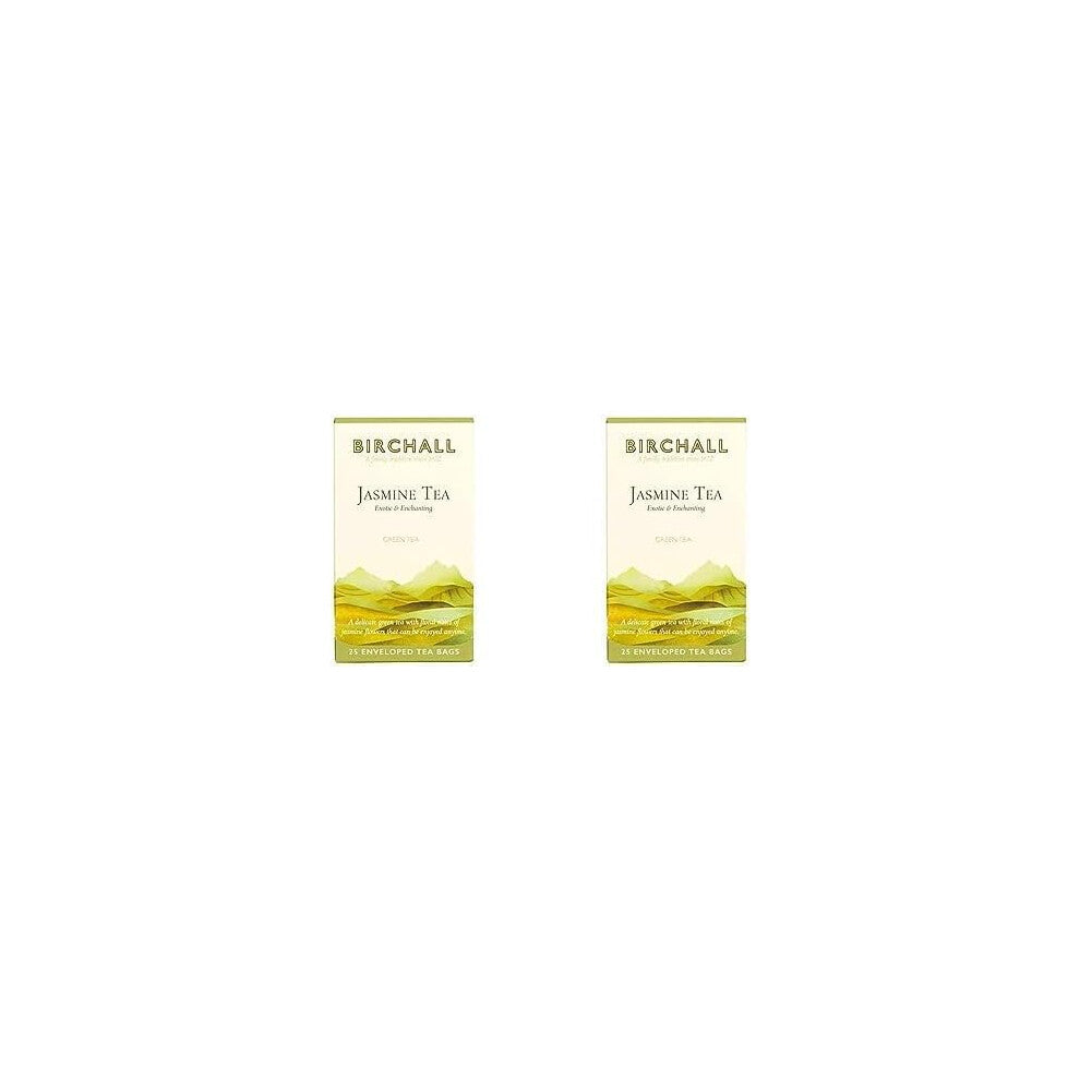 Birchall Jasmine Green Tea Bags, 25 Plant-Based Bags (Pack of 2)