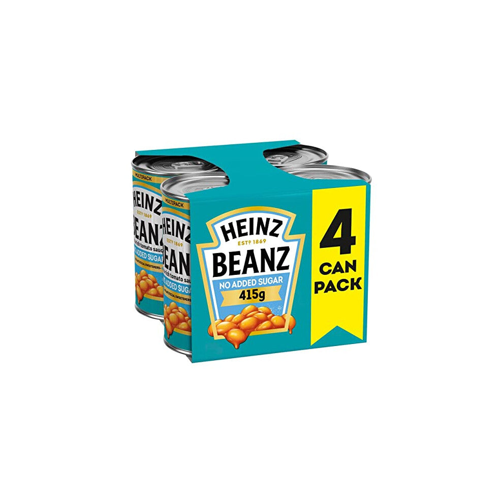 Heinz No Added Sugar Beanz in a Rich Tomato Sauce, 415 g (Pack of 4)