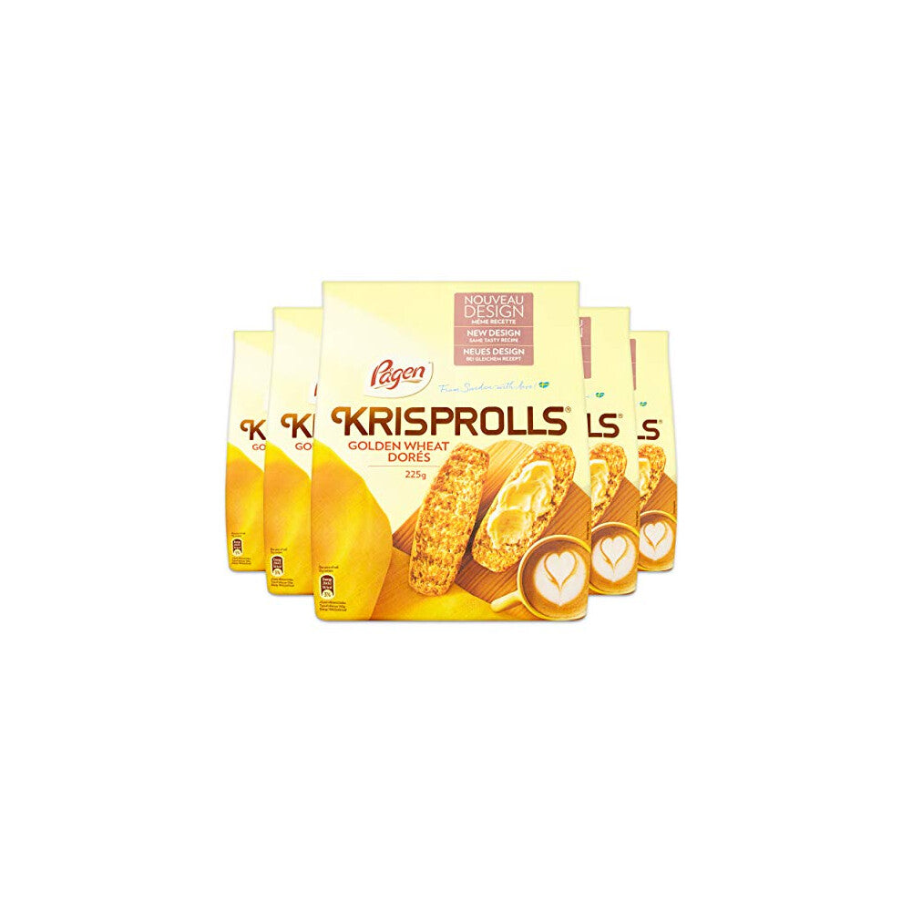 Pågen Krisprolls Golden Wheat | Swedish Toast | Healthy Snack | Fibre | 5 PACKS of 225g