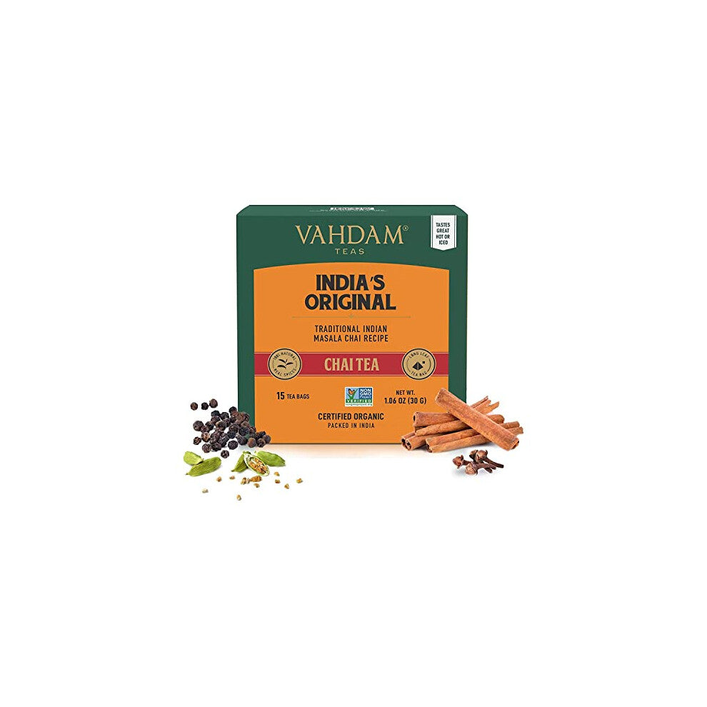 VAHDAM Masala Chai Tea Bags - 15 Pyramid Bags