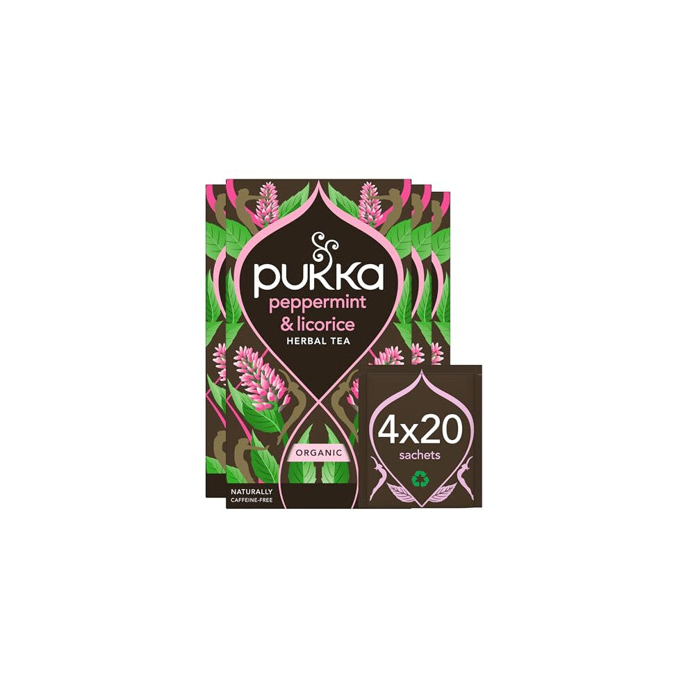 Pukka Herbs Organic Peppermint & Licorice Tea, 80 Bags - Caffeine Free