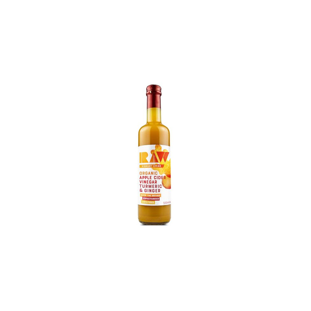 Raw Health Raw Apple Cider Vinegar Blend with Turmeric & Ginger, 500 ml - Certified Organic, Unfiltered & Vegan-Friendly