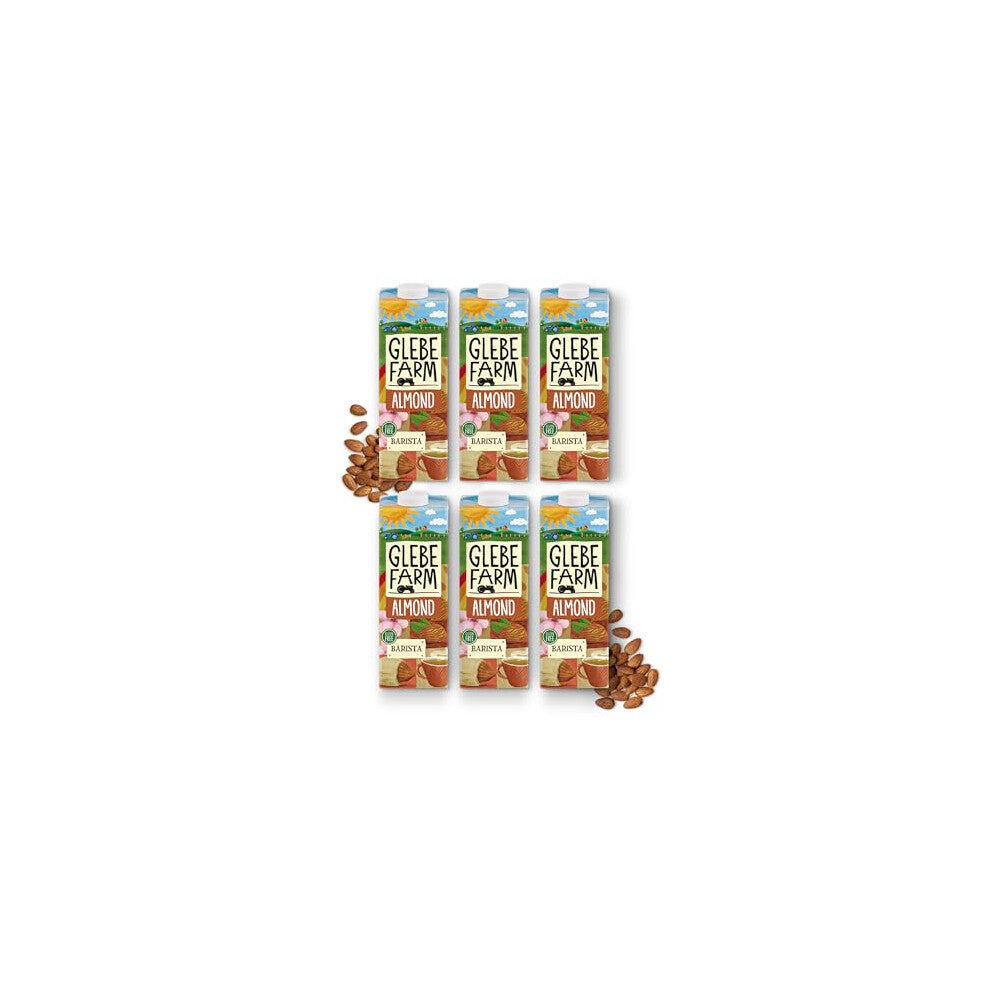 Glebe Farm Gluten Free Barista Almond Milk, Healthy Dairy Free, Unsweetened, Barista Grade Coffee Creamer, No Sugar Added, Tasty Drink, 6 x 1 Litre