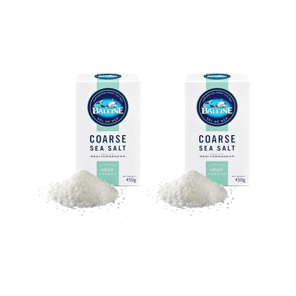 La Baleine Salt, Coarse Sea Salt Box for Cooking and Seasoning, Ideal for Salt Grinders, 450g (Pack of 2)