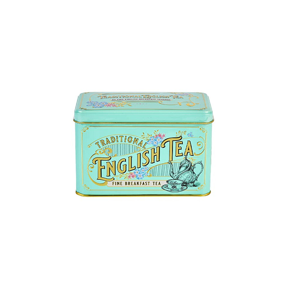 New English Teas Vintage Victorian Tea Tin with 40 English Breakfast Tea Bags